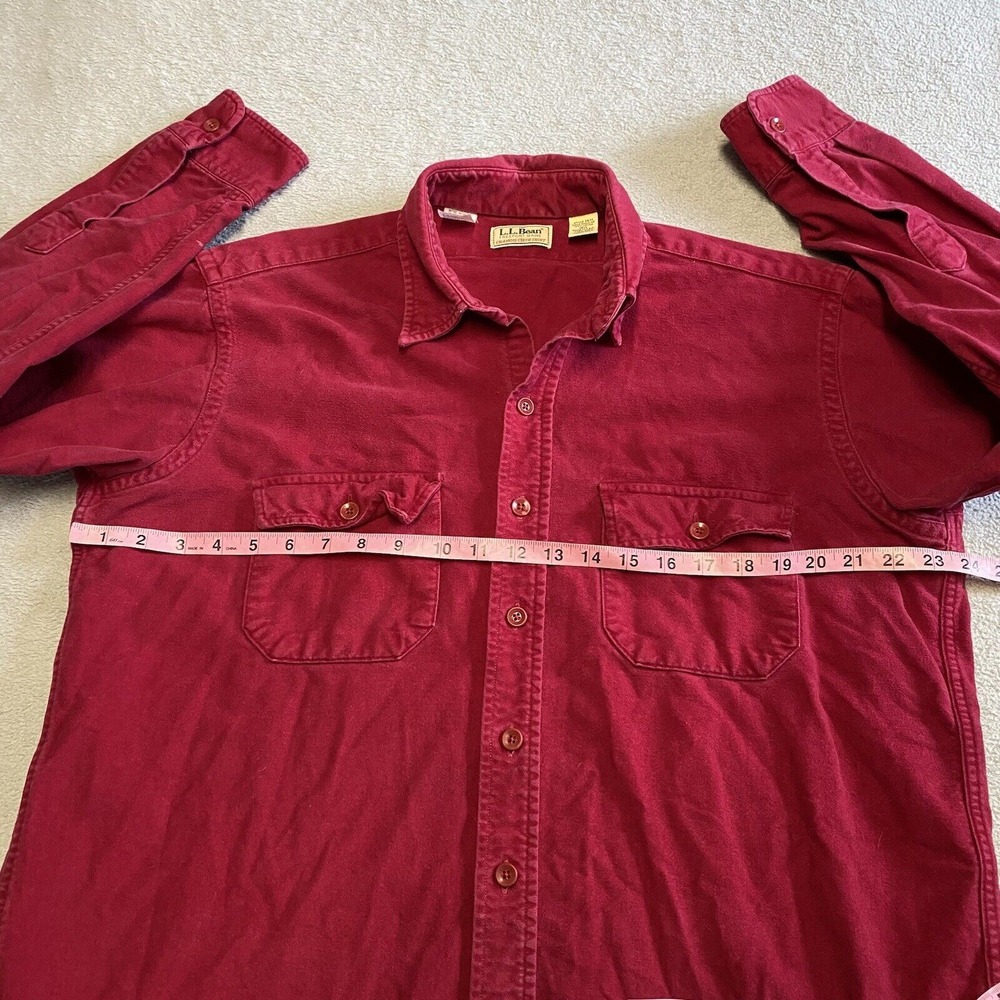 Vintage LL Bean Chamois Cloth Shirt Mens 16.5 Red Flannel Hiking Outdoor USA - Picture 4 of 9